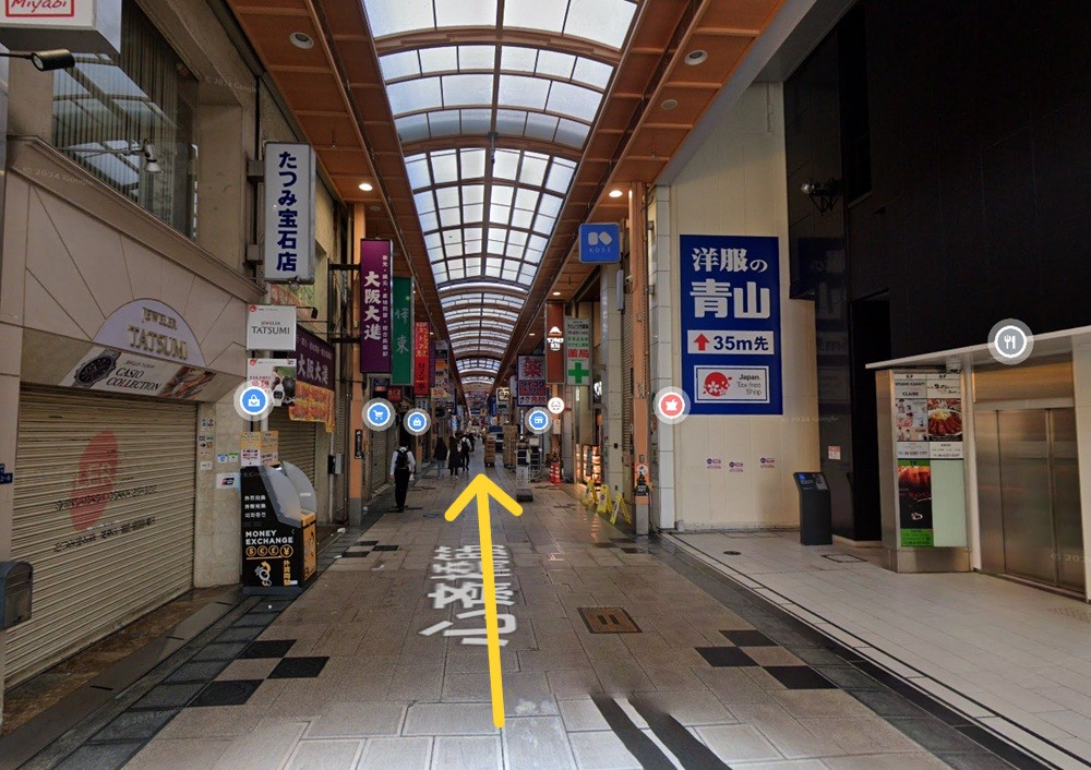 大阪メトロ「心斎橋駅」から「いろはビューティークリニック(ABCクリニック心斎橋院)」への徒歩での道順